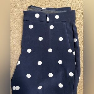 BANANA REPUBLIC | Navy Ankle Pants with White Polka Dots | Avery | 8